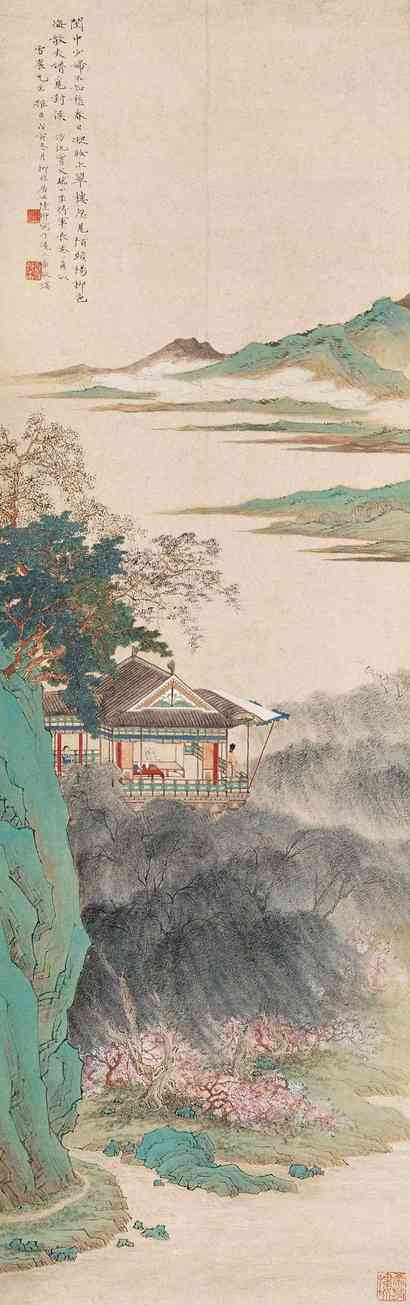 陆抑非 1938年作 翠楼春思图 立轴